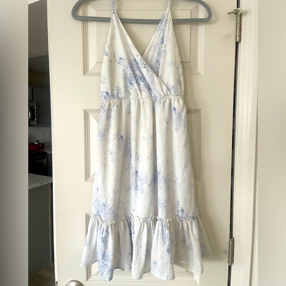 White and blue snake print dress!